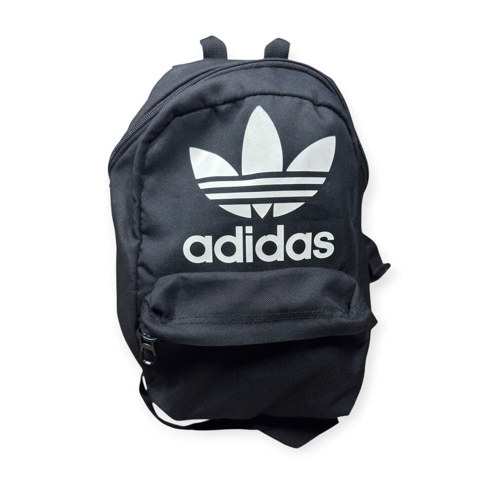 Adidas Originals Trefoil Small Backpack Black Bag White Logo‎